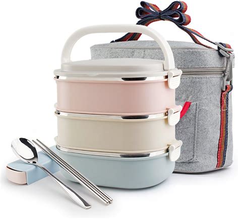 Stainless steel lunch box set with insulated bag 